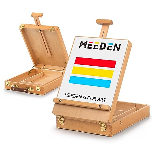 MEEDEN Tabletop Art Sketchbox Easel : Solid Beechwood Table Easels for Painting Canvas, Adjustable Desktop Easel - Art Supply Storage Box for Adults & Artist - Image 1