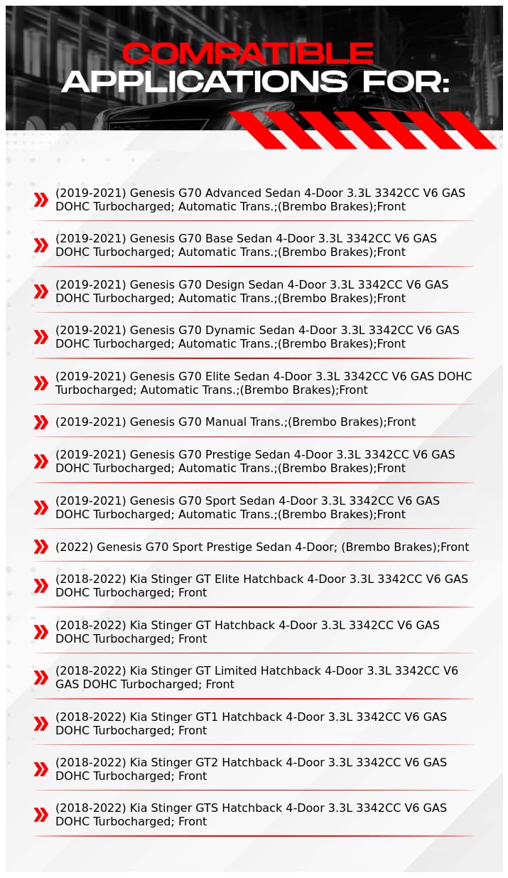 R1 Concepts Front Brakes and Rotors| Automotive Replacement Brake Kits| Front Ceramic Brake Pads and Rotors Kit| Fits 2019-2022 Genesis G70; 2018-2022 Kia Stinger - Image 2