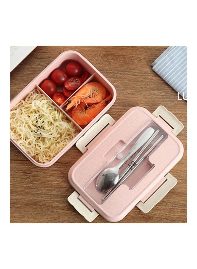 Pink Insulated Lunch Box with Spoon, Chopsticks, and Dimensions 20.5x13x7cm  - Image 3
