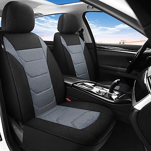Pariiaotin 3D Air Mesh Car Seat Covers Front Sets Washable and Breathable Premium Cloth Automotive Vehicle Seat Covers for Cars Interior, Universal Fit for Most Cars, Sedan, Truck, SUV(Black/Gray) - Image 2
