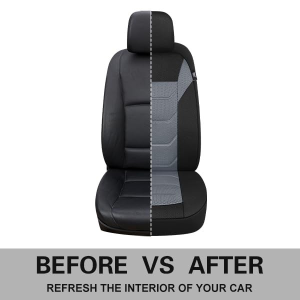 Pariiaotin 3D Air Mesh Car Seat Covers Front Sets Washable and Breathable Premium Cloth Automotive Vehicle Seat Covers for Cars Interior, Universal Fit for Most Cars, Sedan, Truck, SUV(Black/Gray) - Image 5