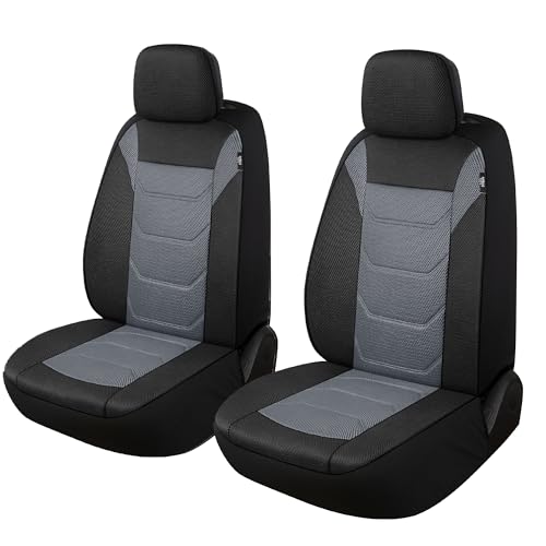 Pariiaotin 3D Air Mesh Car Seat Covers Front Sets Washable and Breathable Premium Cloth Automotive Vehicle Seat Covers for Cars Interior, Universal Fit for Most Cars, Sedan, Truck, SUV(Black/Gray) - Image 1
