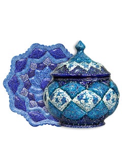 MARGOUN Handmade Persian enameld Bowl and Plate Made of High Quality Material with Colorful Meenakari  - Image 1