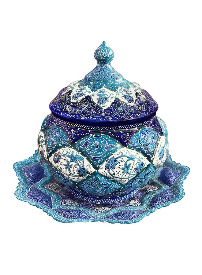 MARGOUN Handmade Persian enameld Bowl and Plate Made of High Quality Material with Colorful Meenakari  - Image 2