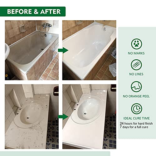 NADAMOO Tub and Tile Refinishing Kit (3kg / 105 oz, with tools, White), DIY Bathtub Sink Countertop Paint Resurface Kit for Bathroom Kitchen Porcelain Fiberglass, Semi-gloss - Image 3