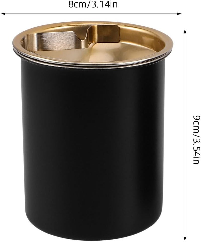 2pcs Stainless Steel Ashtray Set with Lid Windproof Cigarette Ash Holder for Indoor Outdoor Use Home Office Patio Smokeless Ash Container in Burgundy and Ebony - Image 2