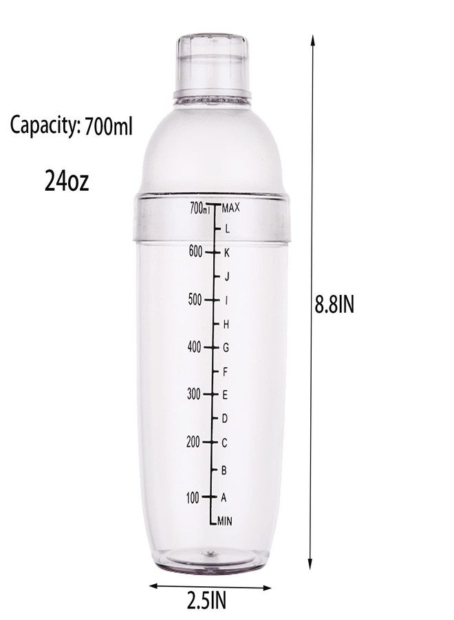 Cedilis 4 Pack Plastic Shaker Cocktail with Extra 2 Cap, 700cc / 24 oz Clear Boba Tea Shaker Matcha Shakers Cup for Milk Wine Coffee Mixing, Bar Tool Hand Drink Mixer with Scales - Image 2