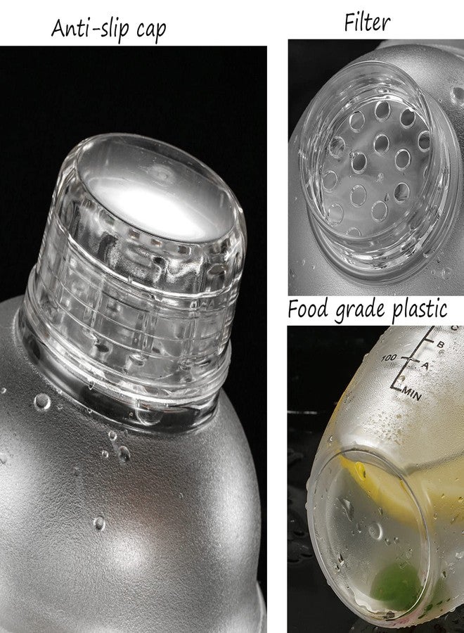 Cedilis 4 Pack Plastic Shaker Cocktail with Extra 2 Cap, 700cc / 24 oz Clear Boba Tea Shaker Matcha Shakers Cup for Milk Wine Coffee Mixing, Bar Tool Hand Drink Mixer with Scales - Image 3