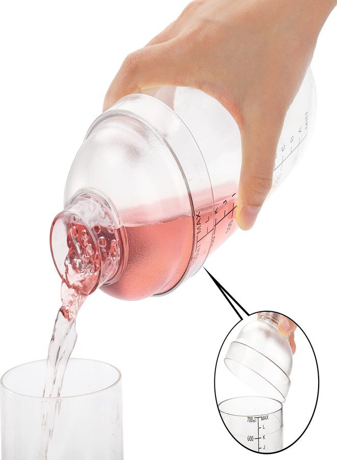 Cedilis 4 Pack Plastic Shaker Cocktail with Extra 2 Cap, 700cc / 24 oz Clear Boba Tea Shaker Matcha Shakers Cup for Milk Wine Coffee Mixing, Bar Tool Hand Drink Mixer with Scales - Image 5