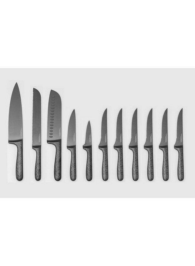 Cambridge Silversmiths Nero Cutlery Set with Block, Stainless Steel,12-Piece - Image 2