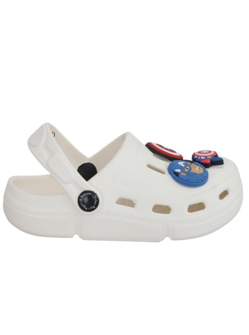 Yellow Bee Marvel Captain America Clogs with Shield & Character Charms for Boys, White, 8C, 3.5-4 Years - Image 5