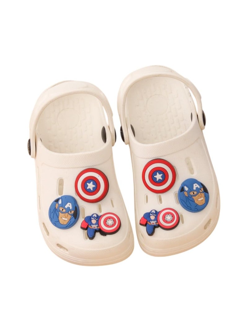 Yellow Bee Marvel Captain America Clogs with Shield & Character Charms for Boys, White, 8C, 3.5-4 Years - Image 1