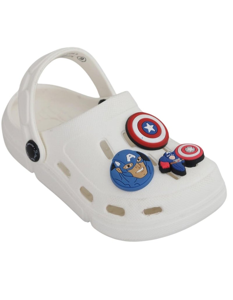 Yellow Bee Marvel Captain America Clogs with Shield & Character Charms for Boys, White, 8C, 3.5-4 Years - Image 3