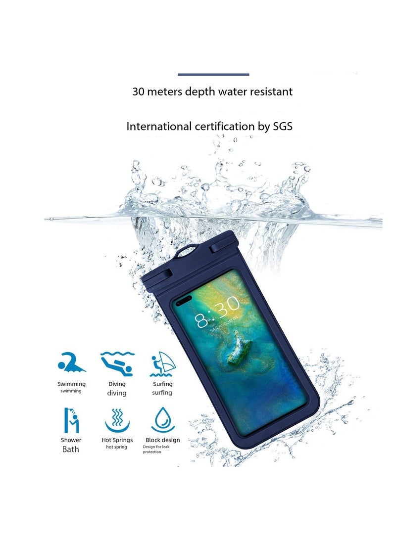 CityRiya-Long 2Pcs Waterproof Phone Pouch Set,Touch-Sensitive Underwater Dry Bag, IPX8 Certified Universal Phone Protector for Phones up to 7.2'' - Perfect for Swimming, Diving, Beach, Hot Spring, Water Park, Cruise, Snorkeling, Boating, Rafting & Water Sports Adventures(D15-1,Black)  - Image 5