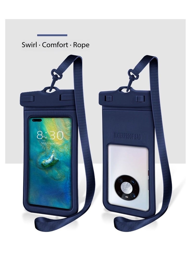 CityRiya-Long 2Pcs Waterproof Phone Pouch Set,Touch-Sensitive Underwater Dry Bag, IPX8 Certified Universal Phone Protector for Phones up to 7.2'' - Perfect for Swimming, Diving, Beach, Hot Spring, Water Park, Cruise, Snorkeling, Boating, Rafting & Water Sports Adventures(D15-1,Black)  - Image 3