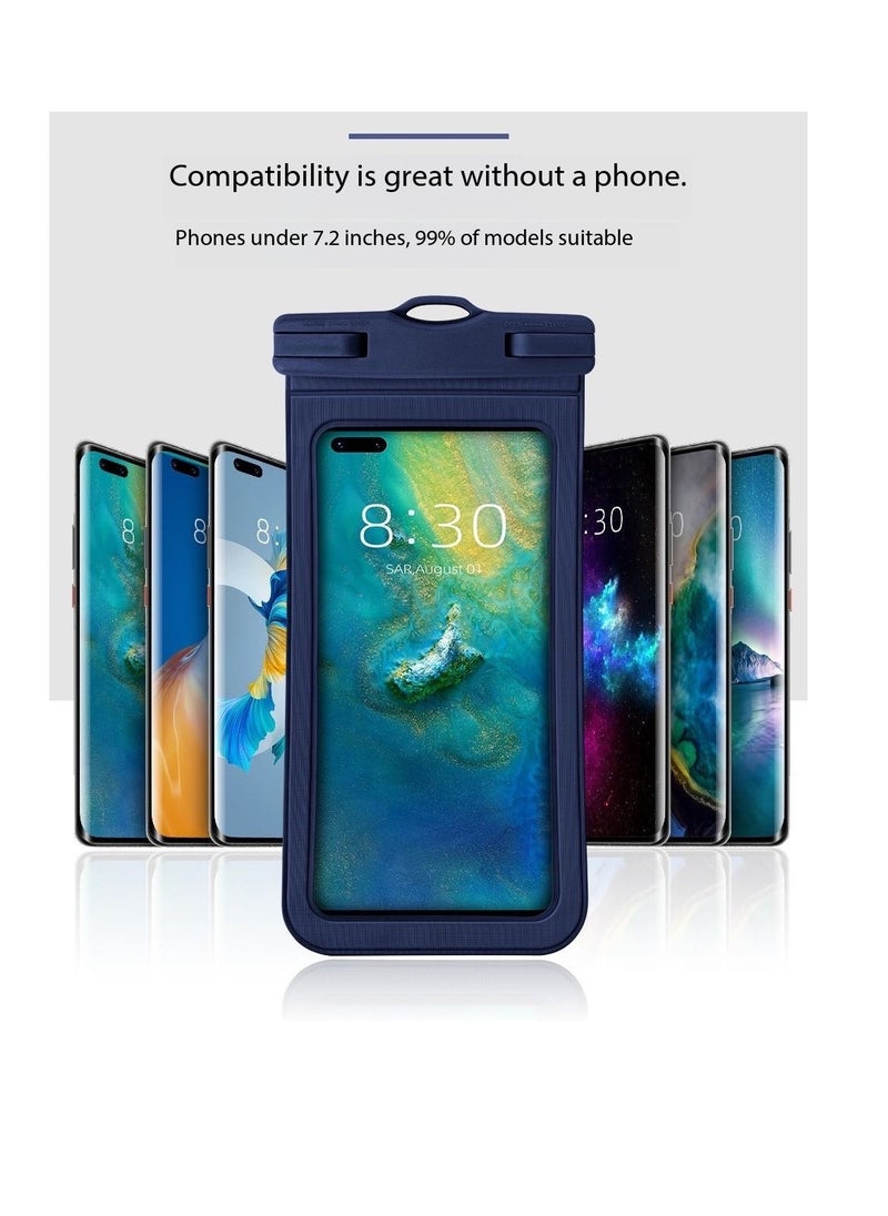 CityRiya-Long 2Pcs Waterproof Phone Pouch Set,Touch-Sensitive Underwater Dry Bag, IPX8 Certified Universal Phone Protector for Phones up to 7.2'' - Perfect for Swimming, Diving, Beach, Hot Spring, Water Park, Cruise, Snorkeling, Boating, Rafting & Water Sports Adventures(D15-1,Black)  - Image 4