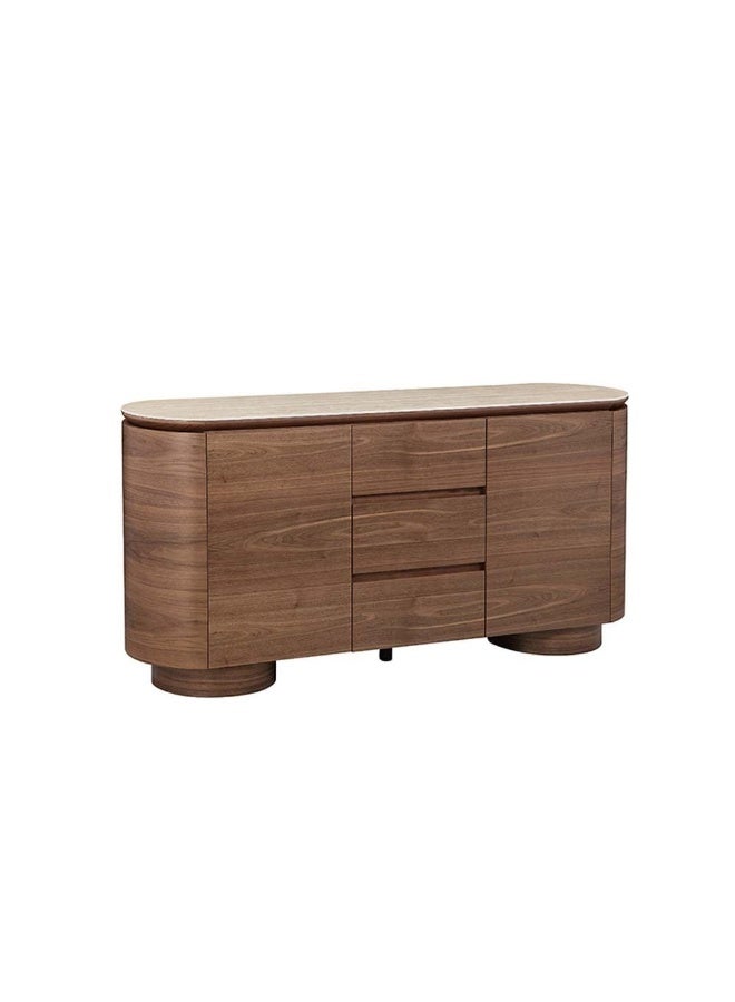 DANUBE HOME Austria Buffet Cabinet 3 Drawers And 2 Doors Storage Cabinet Home Interior Decor Shelves Storage For Dining Room Living Room Kitchen - Tural Walnut - Image 3