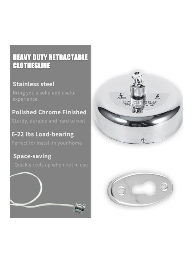 Silver 10x10x6cm Retractable Clothesline - Image 4