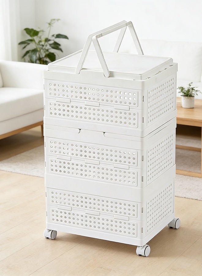 بلومنغ تايم سلة تخزين قابلة للطي مع عجلات ، صندوق تخزين منزلي قابل للإزالة ، سلة تخزين أشتات محمولة ، سلة تخزين ، سلة تخزين متعددة الوظائف ، تصميم قابل للطي من 3 طبقات ، جاهز للاستخدام عند تكشفه ، قابل للتنفس وعملي ، تصميم محمول ، سلة/صندوق تخزين منزلي للتخييم - Image 1