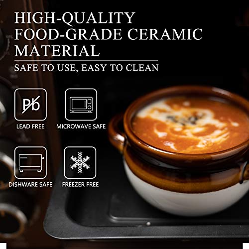 Vumdua French Onion Soup Bowls with Handles, 16 Oz Ceramic Soup Serving Bowl Crocks - Oven Safe Bowls for Chili, Beef Stew, Cereal, Pot Pies, Set of 4 - Image 2