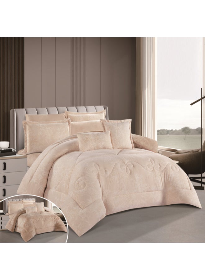 Hours Winter Comforter Set Made Of Fur And Velvet Double-Sided With Durable And Soft Fabric Heavy Filling 8 Pieces King Size - Image 1