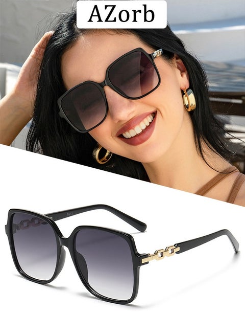 Square Sunglasses Women Fashion Unique Temples Design Women's Sun Glassess for Womens Oversize Ladies Eye Sunglass UV400 Protection Shades for Travel Daily Eyewear