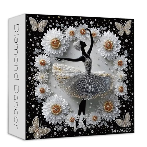 Larkipuzz Diamond Ballerina Puzzles for Adults 1000 Pieces Larkipuzz Ballet Dancer Jigsaw Puzzles Flower Butterfly Impossible Challenging Crystal Dancing Girl Theme as House Decor - Image 1