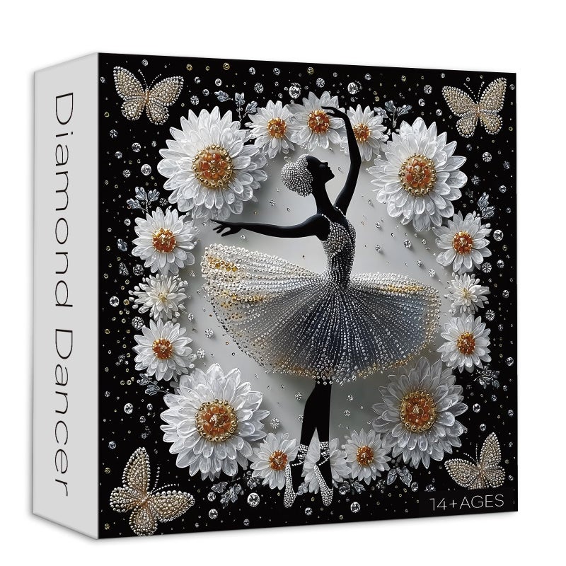 Larkipuzz Diamond Ballerina Puzzles for Adults 1000 Pieces Larkipuzz Ballet Dancer Jigsaw Puzzles Flower Butterfly Impossible Challenging Crystal Dancing Girl Theme as House Decor - Image 3