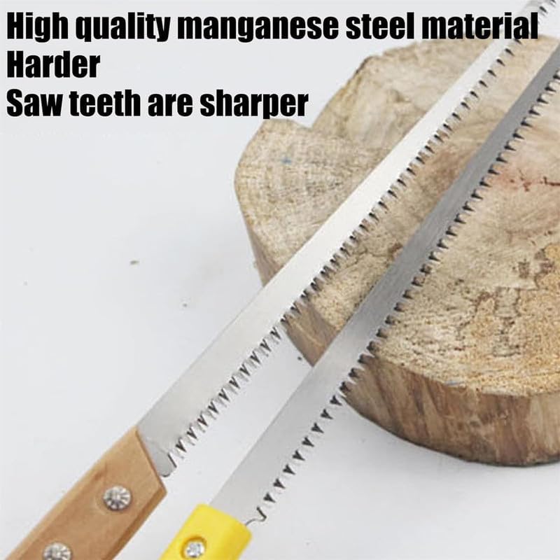 Moon Boat Outdoor Portable Hand Saw, 2024 New 9 Inch Household Garden Small Hand Saw, Rugged Triple Razor Tooth Steel Mini Hand Saw for Camping, Pruning, Backpacking, Survival, Gardening(Yellow+Sliver) - Image 2