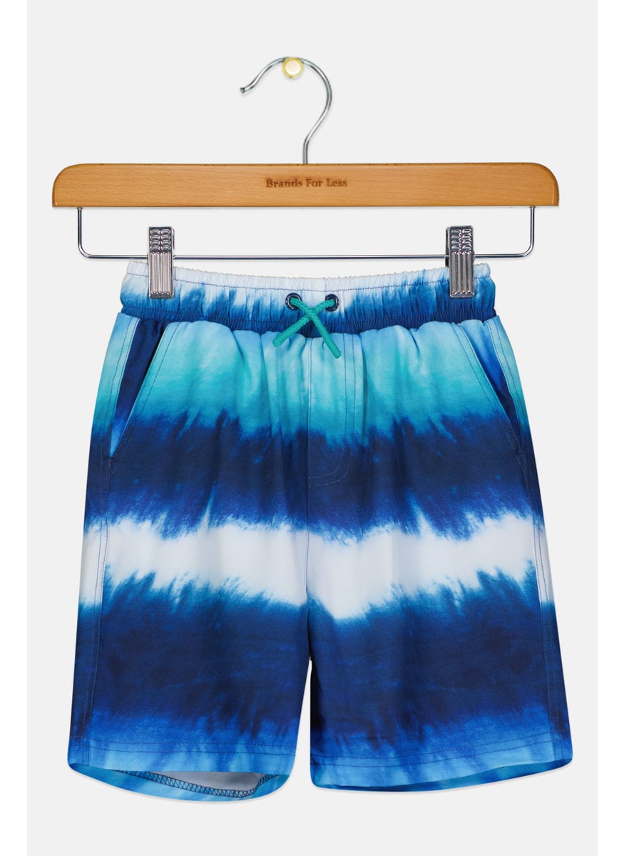 Andy & Evan Kids Boy Drawstring Tie Dye Board Short, Navy 