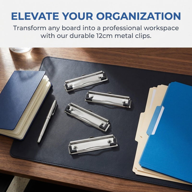 10 Pcs Metal Clipboard Clips 12cm with Nails for Office School Document Boards Hardboard Mounting - Image 4