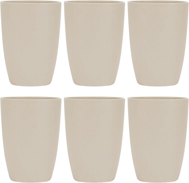 LuckyZone Wheat Straw Reusable Cup 12 oz  Unbreakable Drinking Glasses Sets of 6  Dishwasher Safe Tumbler  Lightweight BPA Free and Eco friendly 6PcsBeige - Image 1