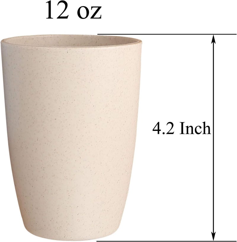 LuckyZone Wheat Straw Reusable Cup 12 oz  Unbreakable Drinking Glasses Sets of 6  Dishwasher Safe Tumbler  Lightweight BPA Free and Eco friendly 6PcsBeige - Image 2