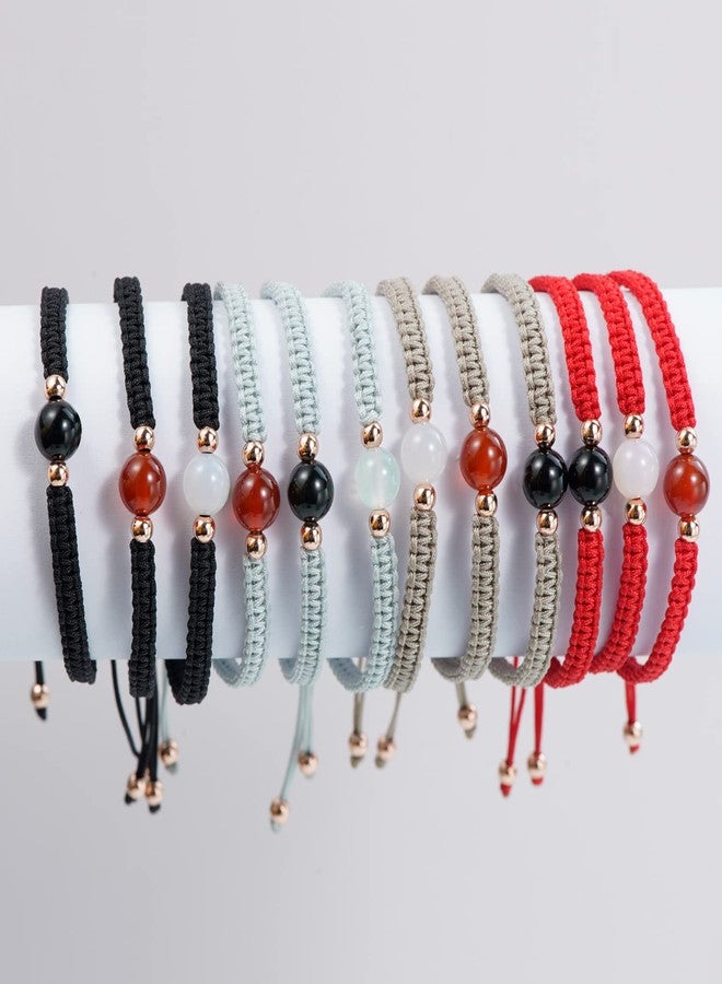 JENDEAR SHINE Natural Agate Bracelet for Women, 8MM Agate Bead Healing Stone Bracelet, Friendship Couple Birthday Gift - Image 3