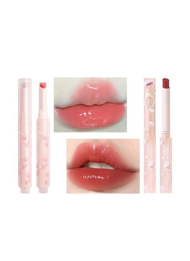 KWOLYKIM - KWOLYKIM 2 Colors Jelly Lipstick & Matte Lipstick, Heart shaped Lip Stain Love Tinted Lip Balm and Velvet Creamy Lip Glaze Hydrating Long lasting Glossy Moisturizing Plumping Lip Makeup - Image 1