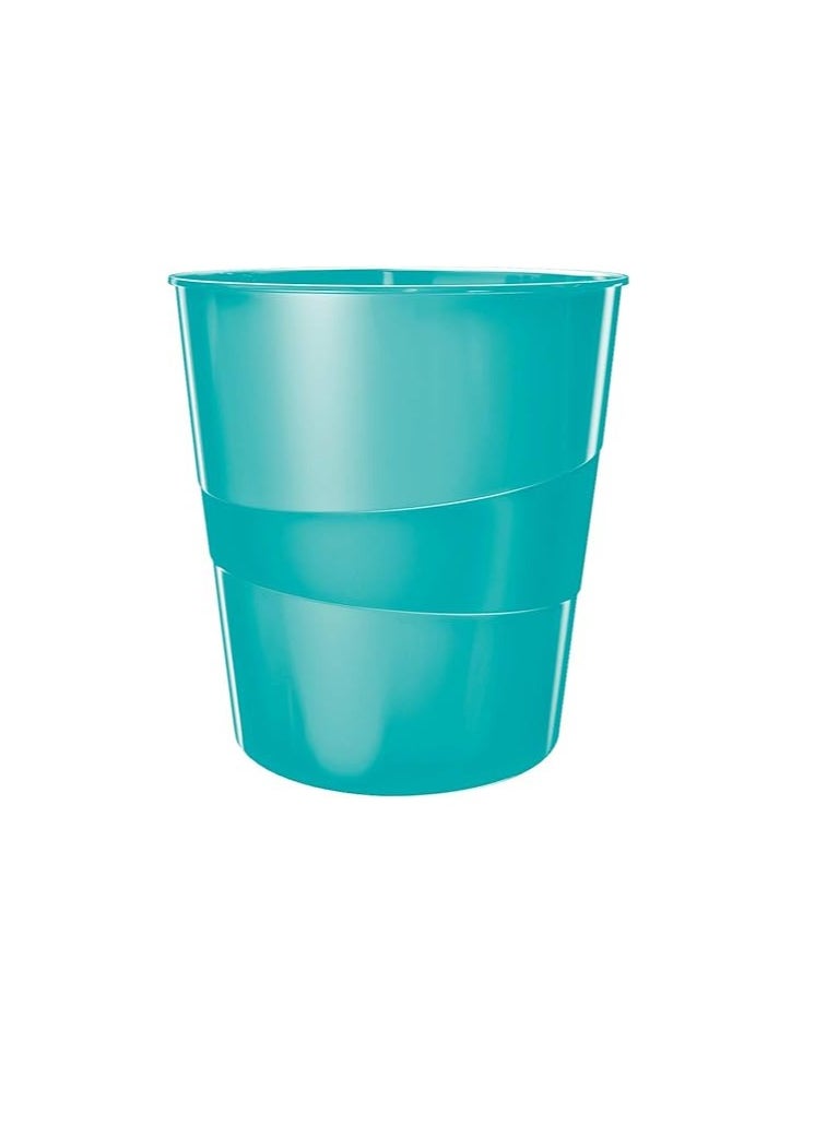 LEITZ Leitz 15 Litre Waste Bin, Plastic, Wow Range, Metallic Ice Blue  - Image 1