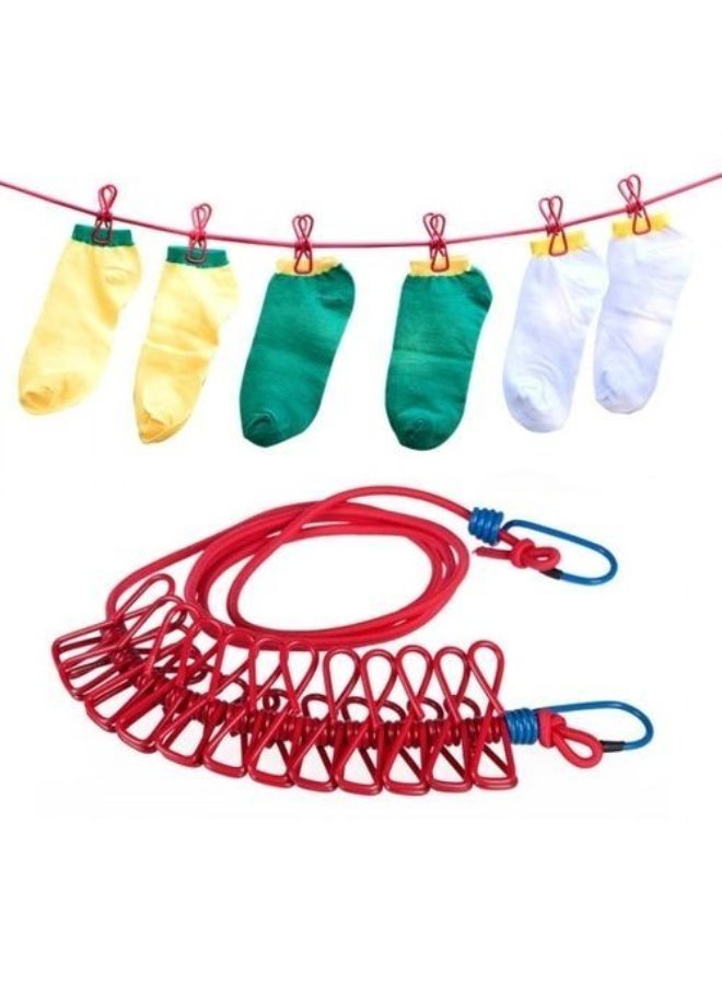 حبل غسيل مقاوم للرياح و 12 قطعة مشبك - Image 1