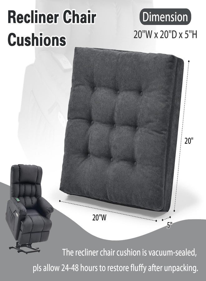 TANYOO Recliner Cushion Dual Layer Fillings Chair Cushion for Elderly 20”x20”x5” Extra Large Seat Cushion Thick and Supportive Chair Pad for Armchairs Pain & Pressure Relief Dark Grey - Image 4