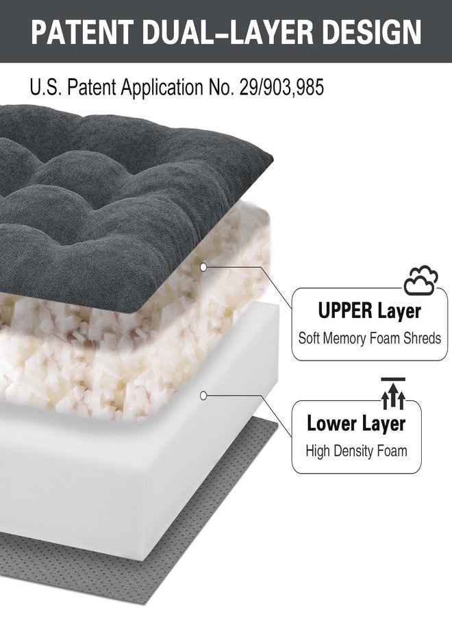 TANYOO Recliner Cushion Dual Layer Fillings Chair Cushion for Elderly 20”x20”x5” Extra Large Seat Cushion Thick and Supportive Chair Pad for Armchairs Pain & Pressure Relief Dark Grey - Image 2