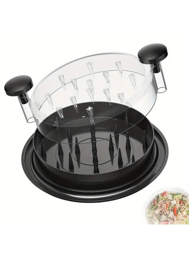 Black Manual Food Processor And Shredder New Model Transparent Heavy Duty Plastic Hand Chopper With Non Slip Base Rotating Blades For Chicken Beef Veggies Cabbage Easy Clean One Touch Shredding Compact Kitchen Gadget - Image 4