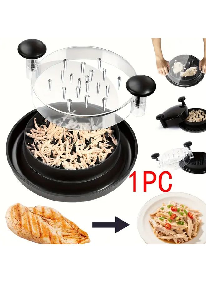Black Manual Food Processor And Shredder New Model Transparent Heavy Duty Plastic Hand Chopper With Non Slip Base Rotating Blades For Chicken Beef Veggies Cabbage Easy Clean One Touch Shredding Compact Kitchen Gadget - Image 1