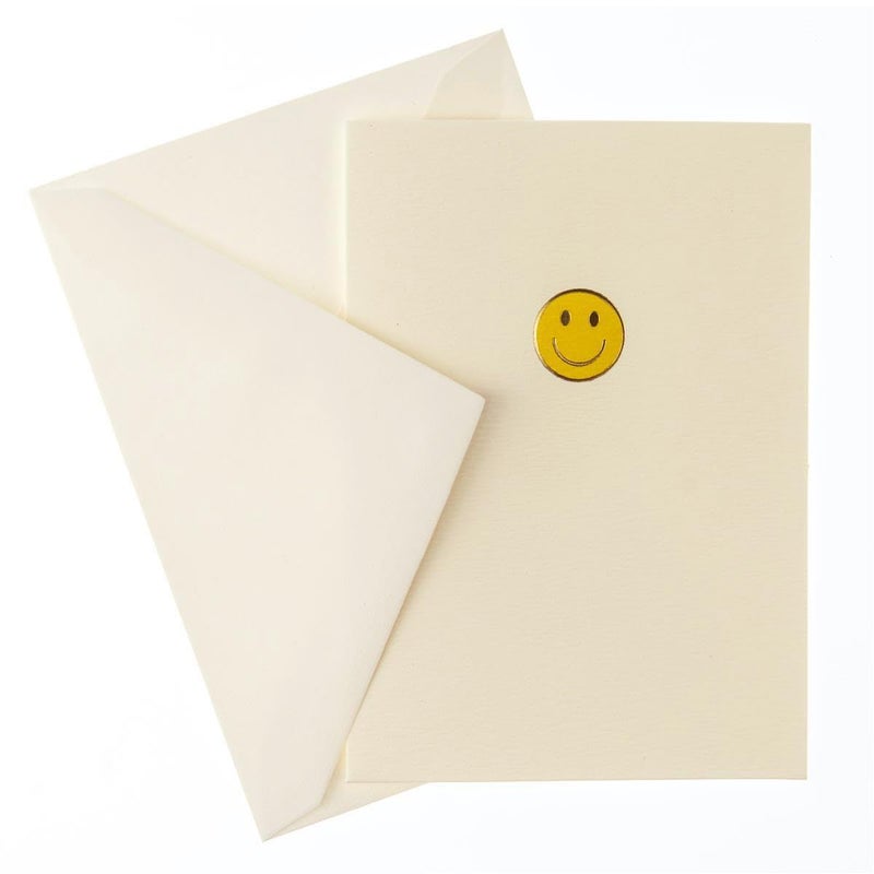 Graphique Smiley Face La Petite Presse Boxed Notecards - 10 Embossed and Embellished Gold Foil Yellow Smiley Face Emoji Blank Cards with Matching Envelopes, 3.25"" x 4.75""" (L1333CB) - Image 2
