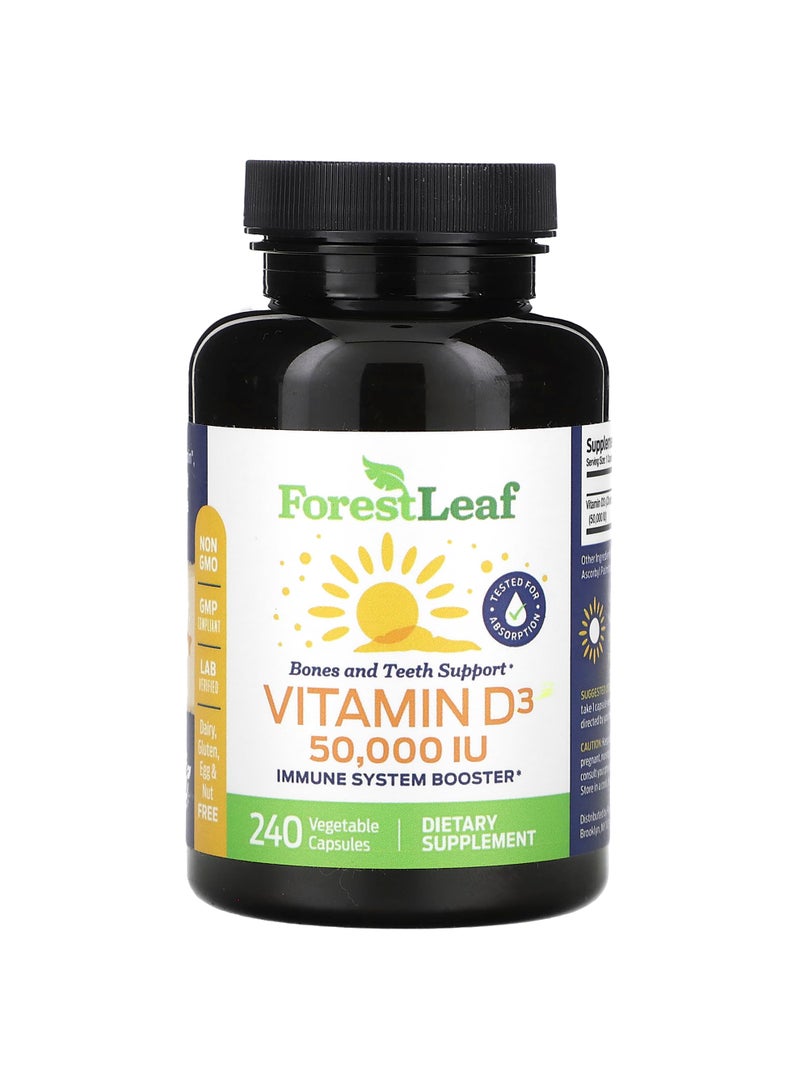 Vitamin D3, 1,250 mcg (50,000 IU), 240 Vegetable Capsules