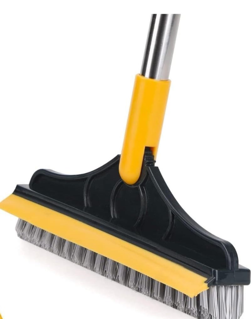 COLESHWAR 2 in 1 Bathroom Cleaning Brush with Wiper Floor Scrub Bathroom Brush with Long Handle 120 Rotate Bathroom Home Kitchen Swimming Pool Window Cleaning Bruch - Image 1