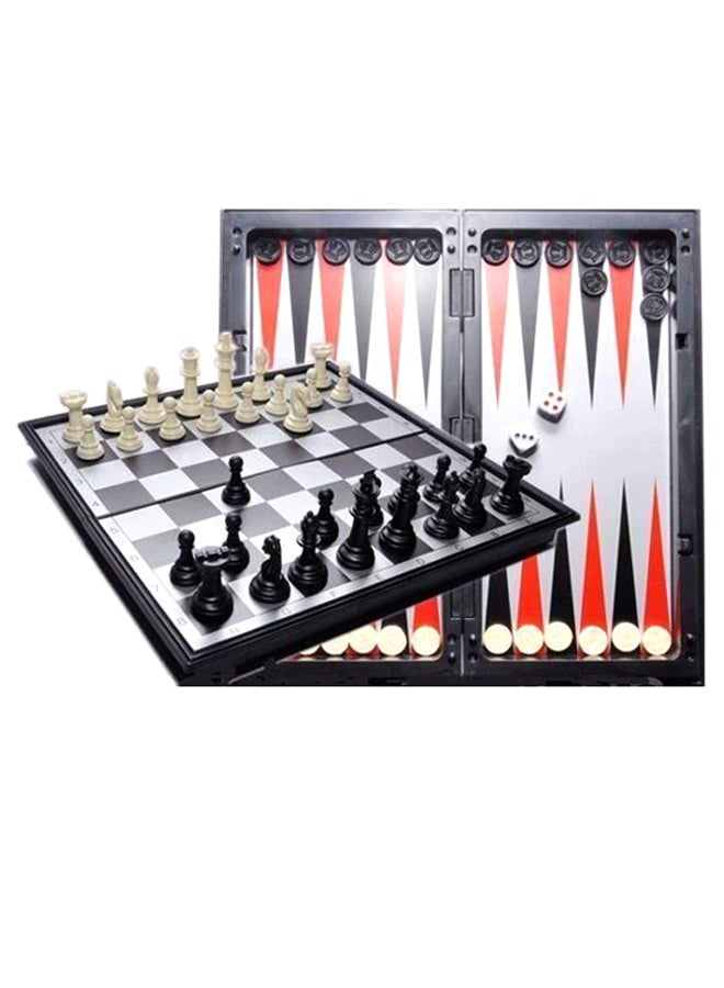 3-In-1 Magnetic Chess And Checkers With Backgammon Game Set - Image 1