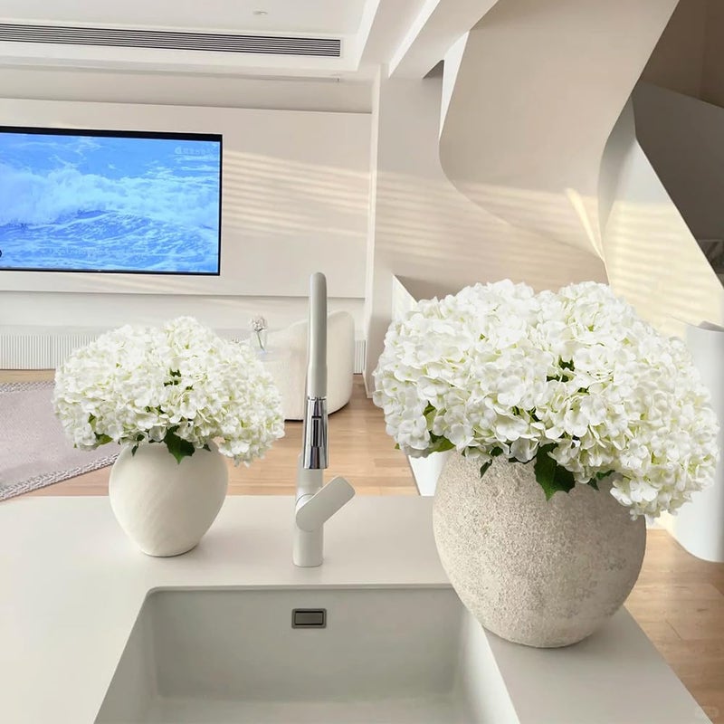 Melorca&Guilla Artificial Flowers,10Pcs 11inch White Hydrangea Fake Flowers,Real Touch Faux Flowers, Spring DÃ©cor Faux Floral Stems for Wedding Kitchen Shop Office Home DÃ©cor - Image 4