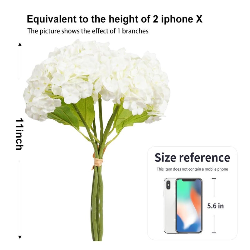 Melorca&Guilla Artificial Flowers,10Pcs 11inch White Hydrangea Fake Flowers,Real Touch Faux Flowers, Spring DÃ©cor Faux Floral Stems for Wedding Kitchen Shop Office Home DÃ©cor - Image 2