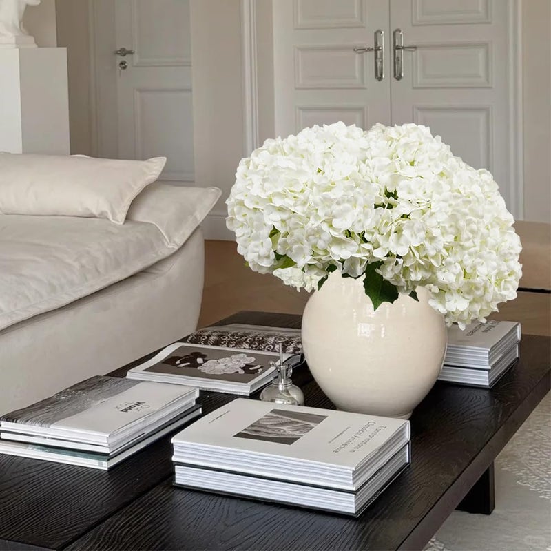 Melorca&Guilla Artificial Flowers,10Pcs 11inch White Hydrangea Fake Flowers,Real Touch Faux Flowers, Spring DÃ©cor Faux Floral Stems for Wedding Kitchen Shop Office Home DÃ©cor - Image 3