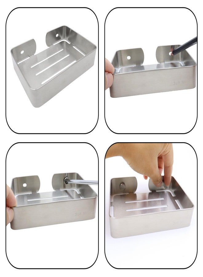 Shonmogar Soap Dish Stainless Steel Silver Soap Dish Holder Wall Mounted Shower Soap Holder with Screws, Sturdy Soap Dish for Bar Soap Stylish Soap Dish Holder (Medium, Silver) - Image 4