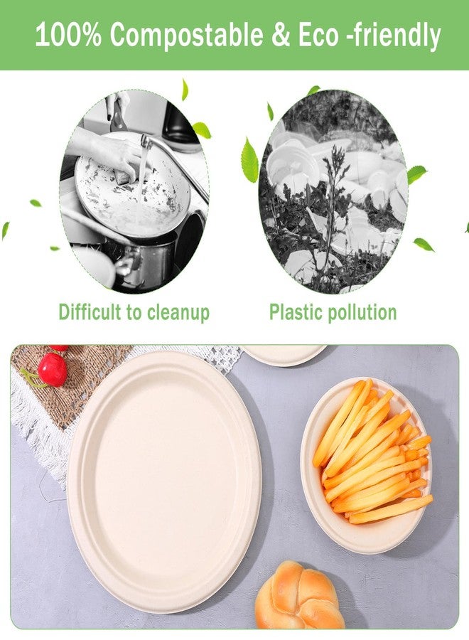 Kifmurase 150Pcs Compostable Paper Plates and Bowls Set, 7 Inch 9 Inch Disposable Paper Plates, 12OZ Bowls for Party Dinner, Bagasse Natural Eco-Friendly Sugarcane - Image 4